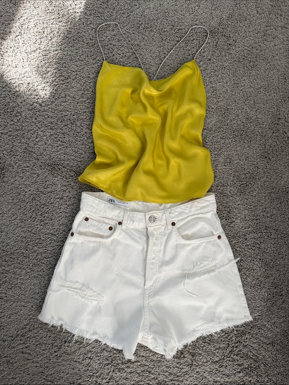 Zara white jean shorts